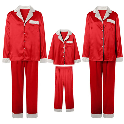 Silk Satin Christmas Family Pajamas Matching Sets Mother-Dark Green / S / United States