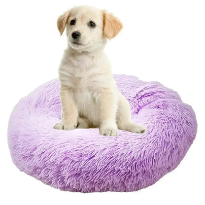 Round Dog Bed House Dog Mat Long Plush Cats Nest USB Heating Dog Basket Pet Cushion Soft Sleeping Pets Winter Warmth Supplies Gray / M / United States