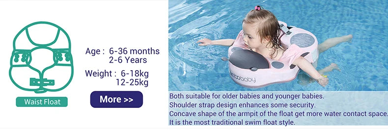 Non-Inflatable Baby Float with Canopy Waist Swimming Chest