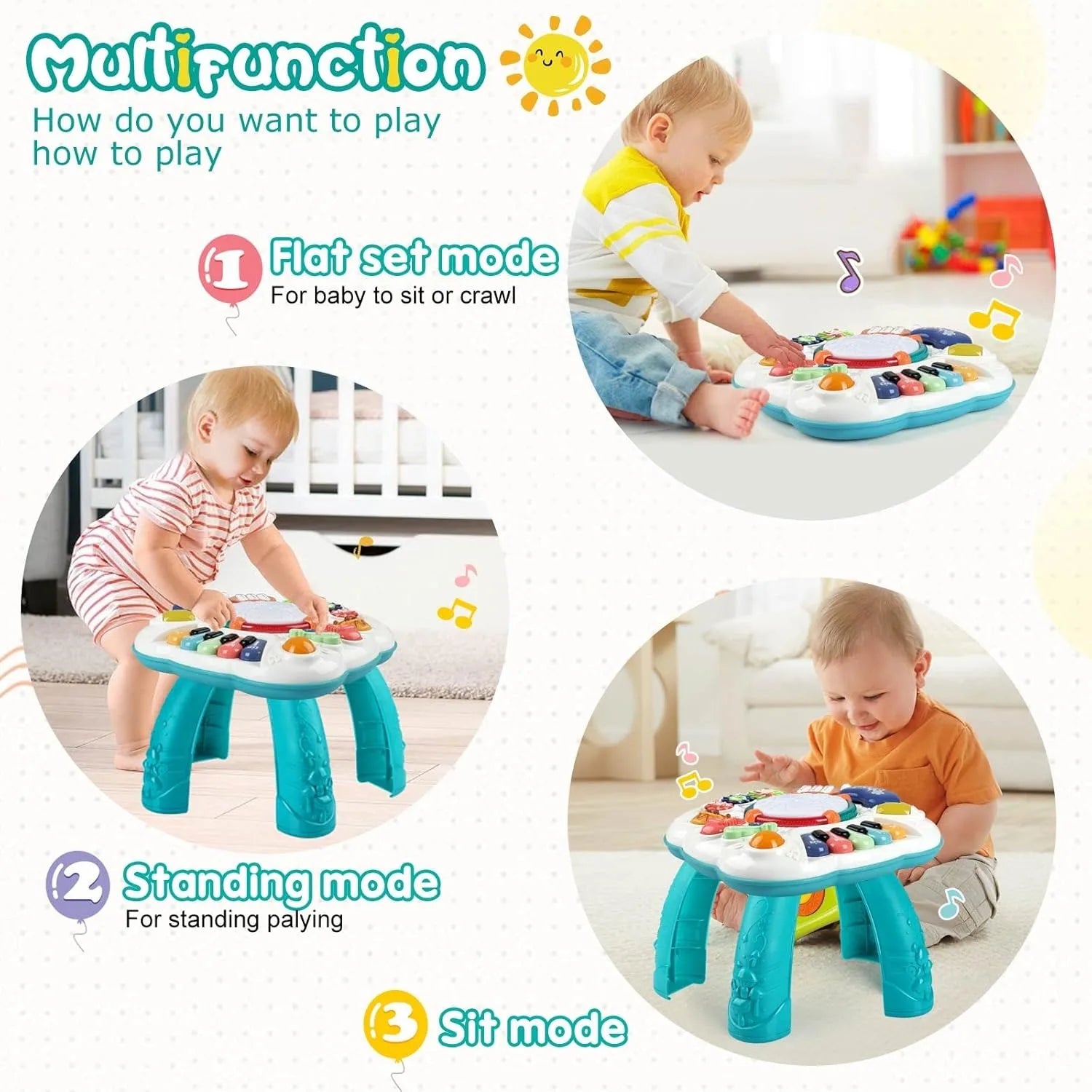 Baby Activity Learning Musical Table Toy – Educational Play Center for 6 Months to 3 Years