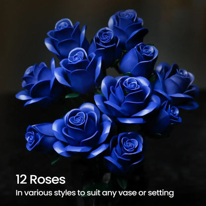 Blue Rose Bouquet Building Blocks Set 12PCS / United States