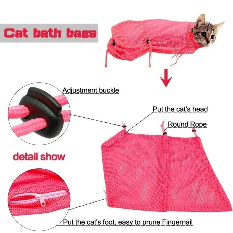 Mesh Cat Groom Bath Bag