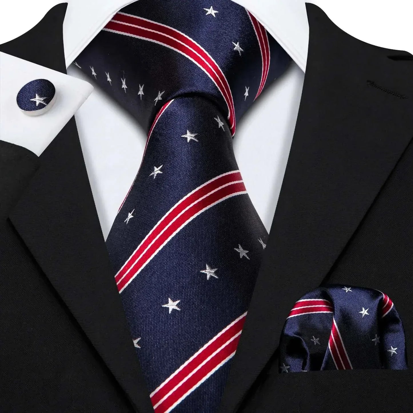 Red Skull Silk Tie Set with Handkerchief – Designer Men’s Necktie for Wedding, Business & Parties 5213 / United States