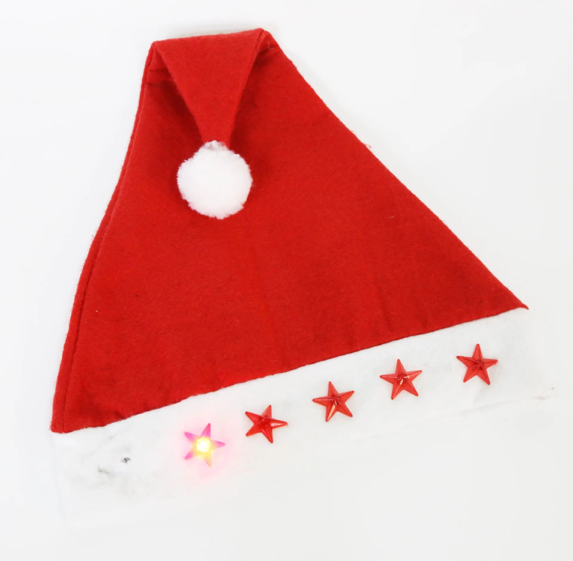 Funny Light-Up Christmas Santa Hat – Red Nonwoven Holiday Hat for Adults & Kids