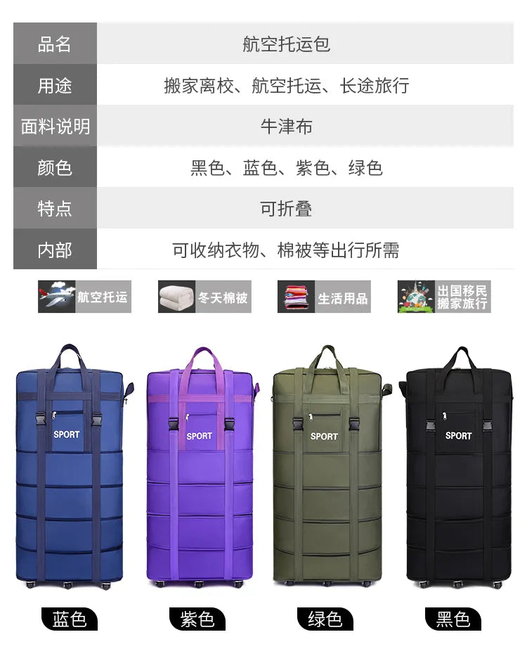 Foldable Luggage Moving Storage Bag Rolling Packing Cubes