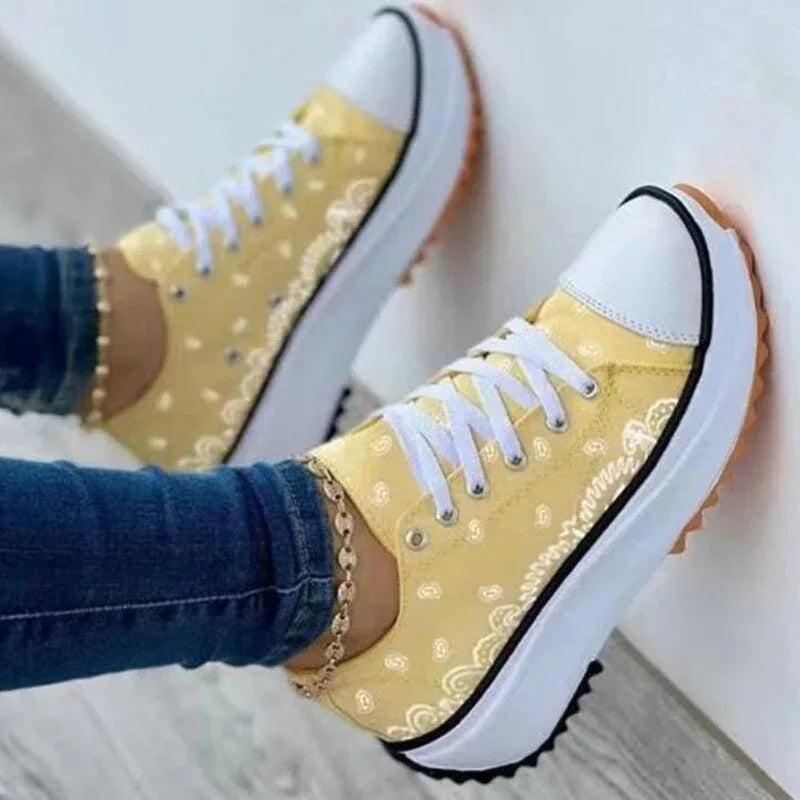 2022 Pattern Canvas Women Sneakers Casual Sport Shoes White / 5