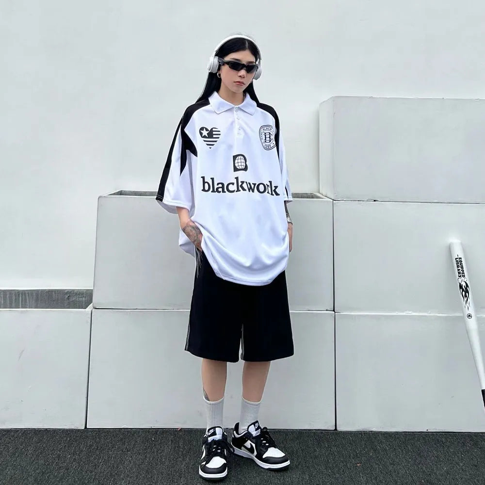 Women American Retro High Street Tees Vintage Long Sleeve Hip-hop