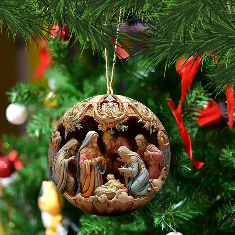 Nativity Christmas Tree Ornaments – Jesus Christ Hanging Pendants (5-Pack)