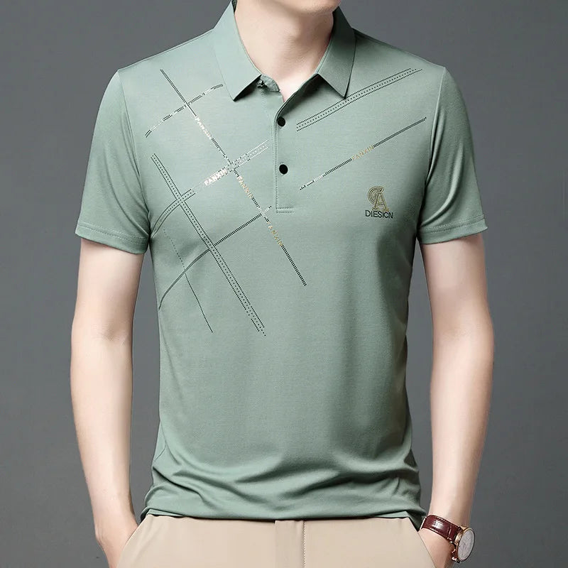 Business Casual Men Striped Polo Shirts