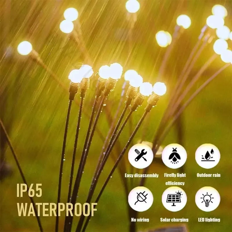 10-LED Solar Firefly Garden Lights – Warm White Outdoor Decor