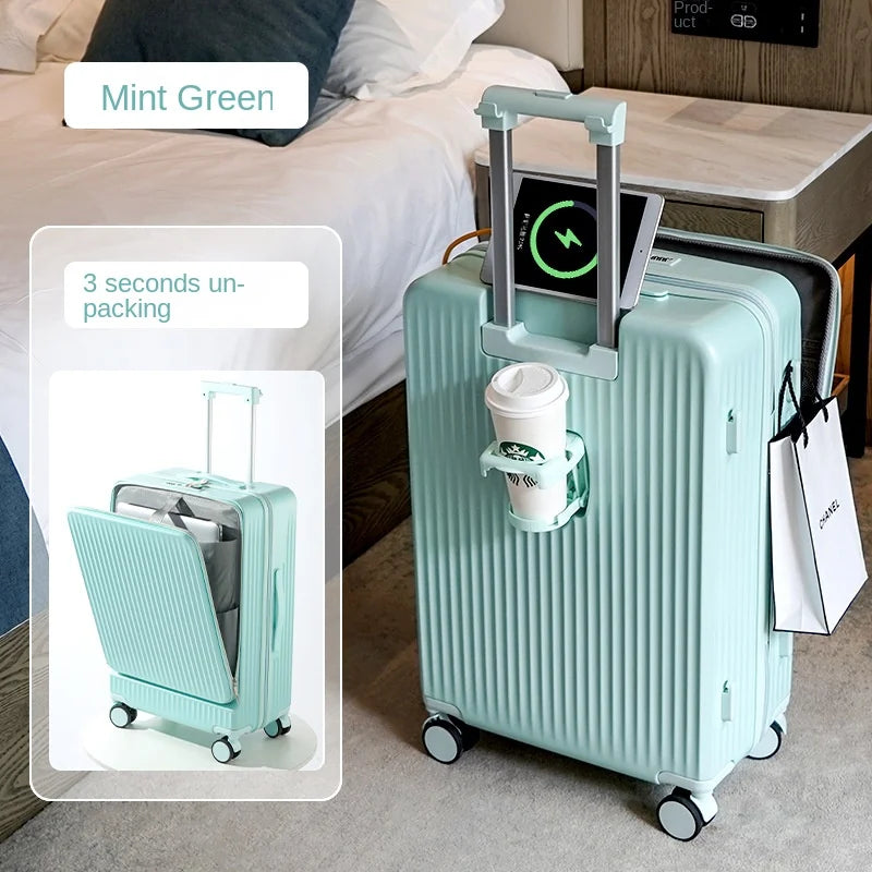 Multifunctional Password Lock Travel Suitcases with Wheels