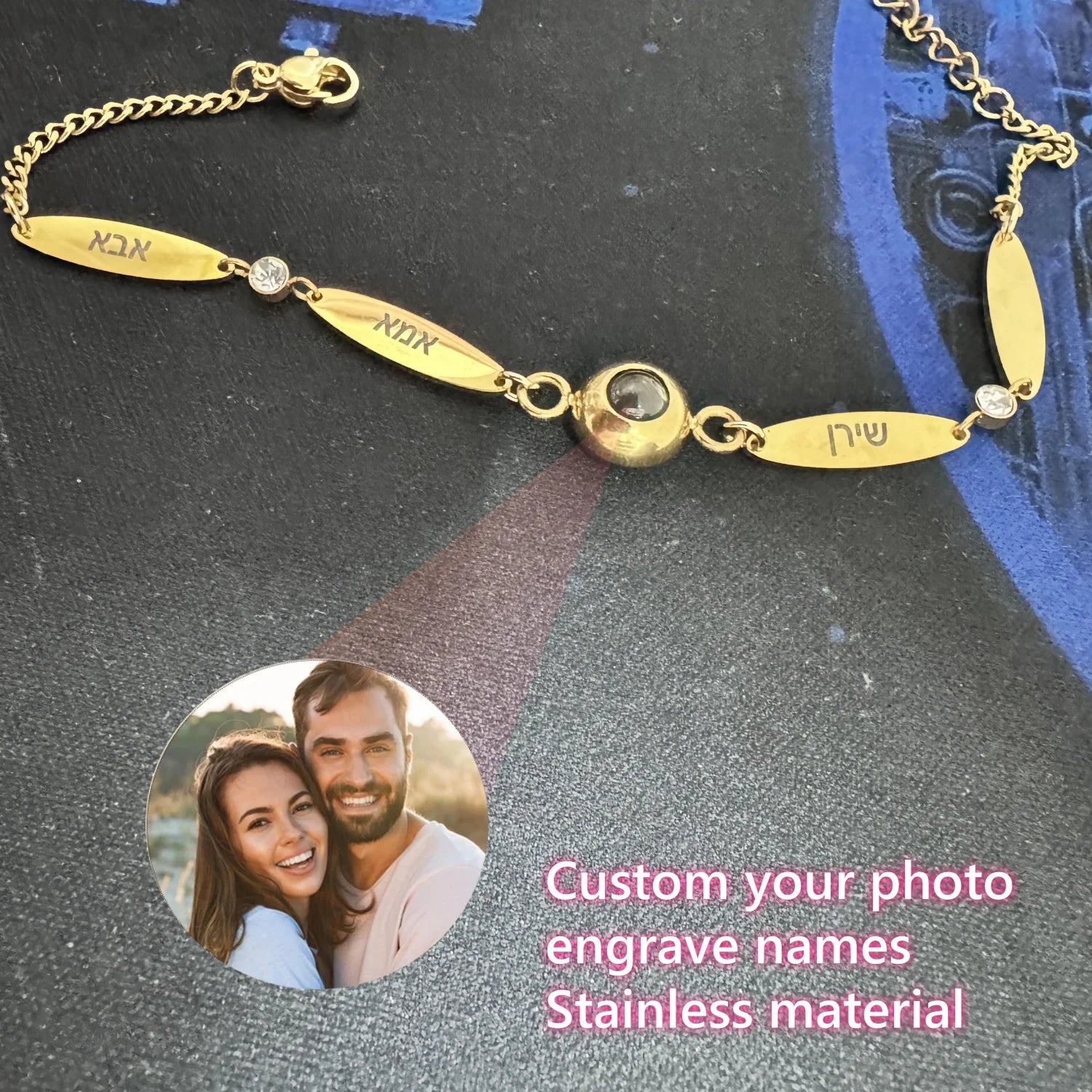 Personalized Engraved Family Name Stainless Steel Bracelet