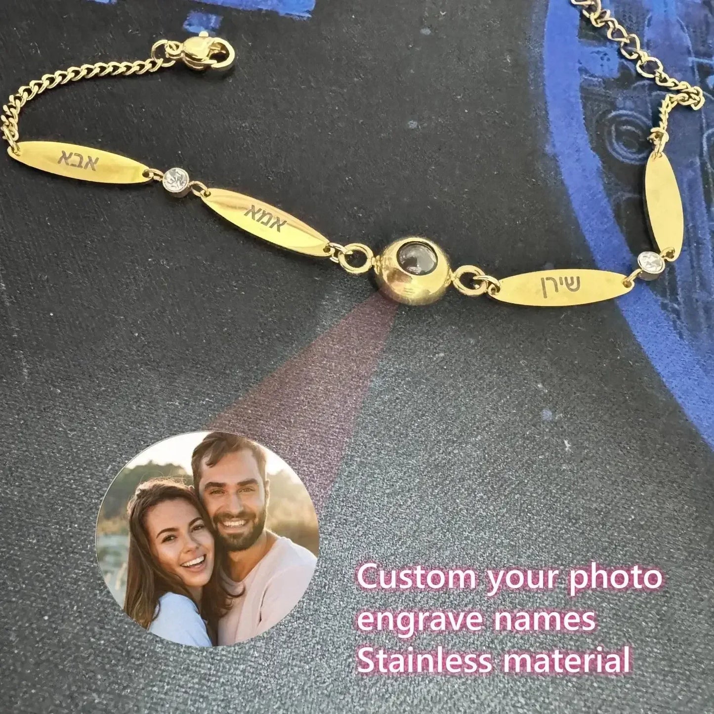 Personalized Engraved Family Name Stainless Steel Bracelet Silver Color / 18cm / 4 Names