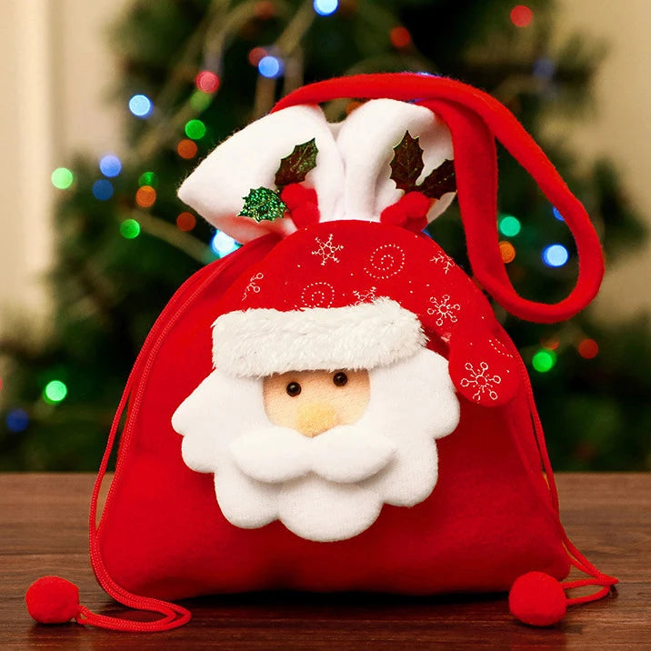 Christmas Drawstring Gift Bags – Snowman, Santa & Animal Holiday Tote Set (1-20PCS)