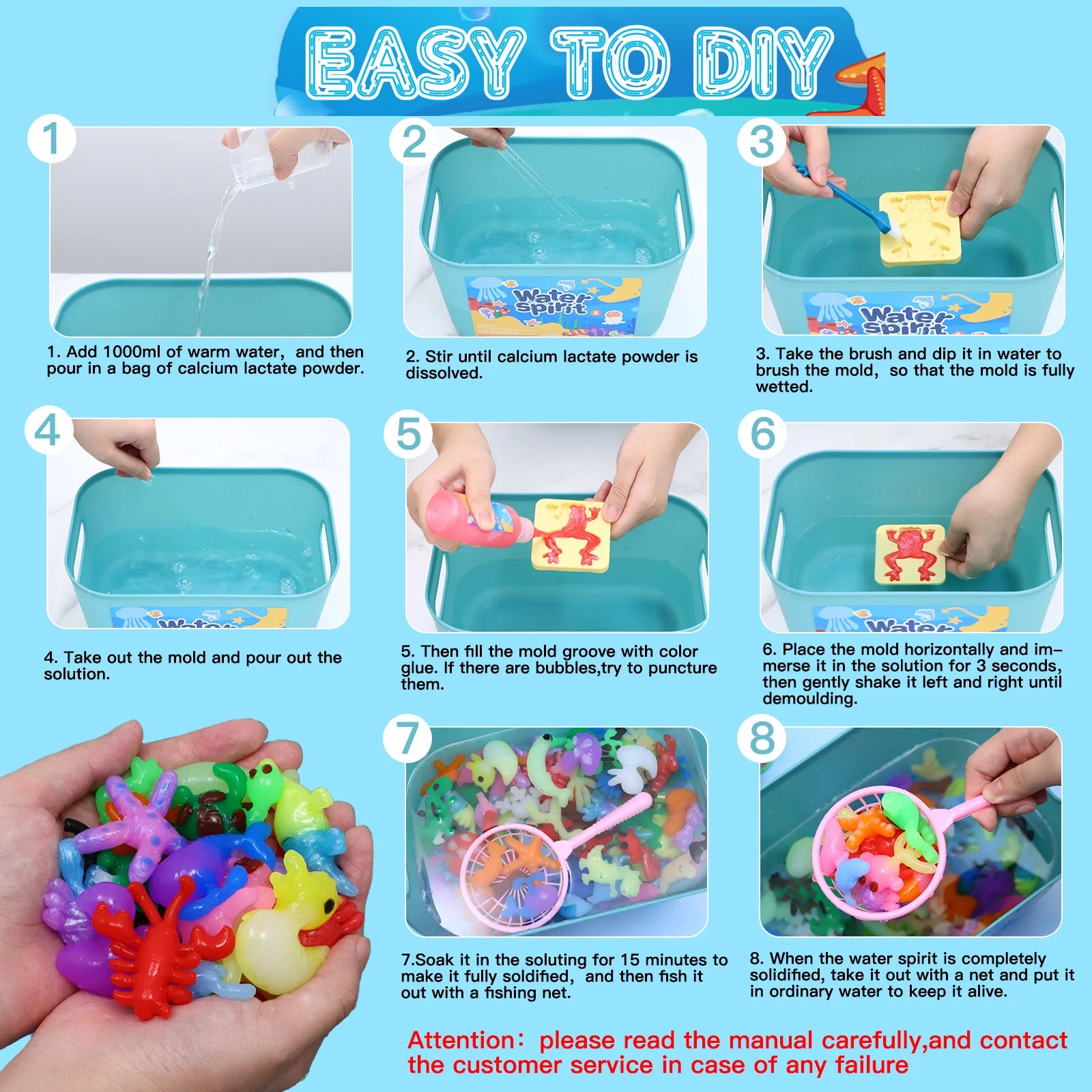 Magic Water Elf Toy Set – Creative DIY Squishy Craft Kit with 20 Gels & 18 Molds