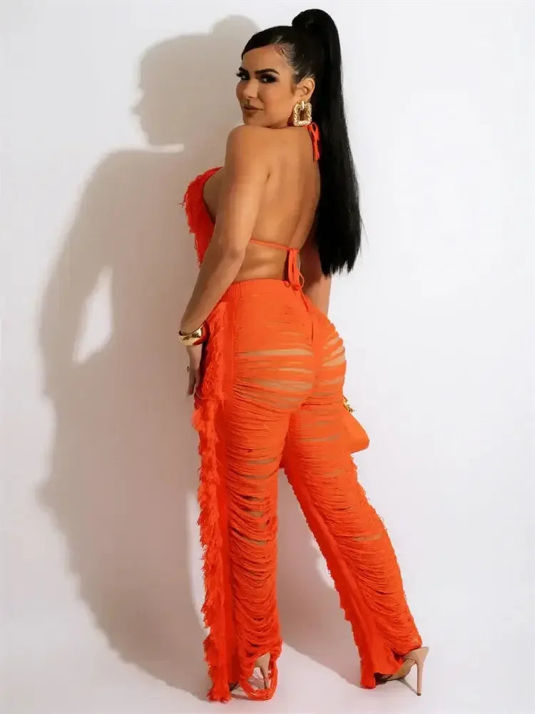 Crochet Beach Wear Set Black / XL