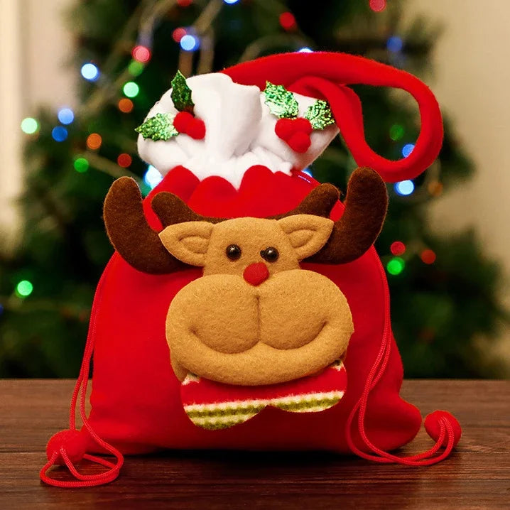 Christmas Drawstring Gift Bags – Snowman, Santa & Animal Holiday Tote Set (1-20PCS)