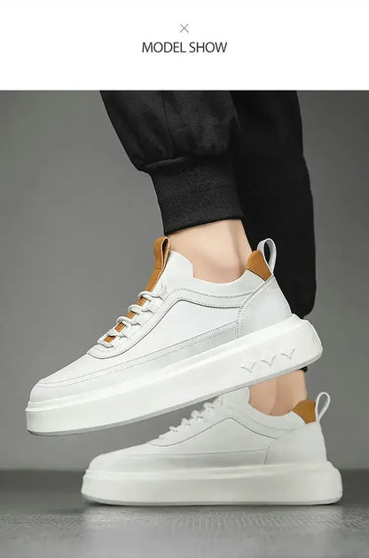 Men Thick Sole Shoes white brown / 39