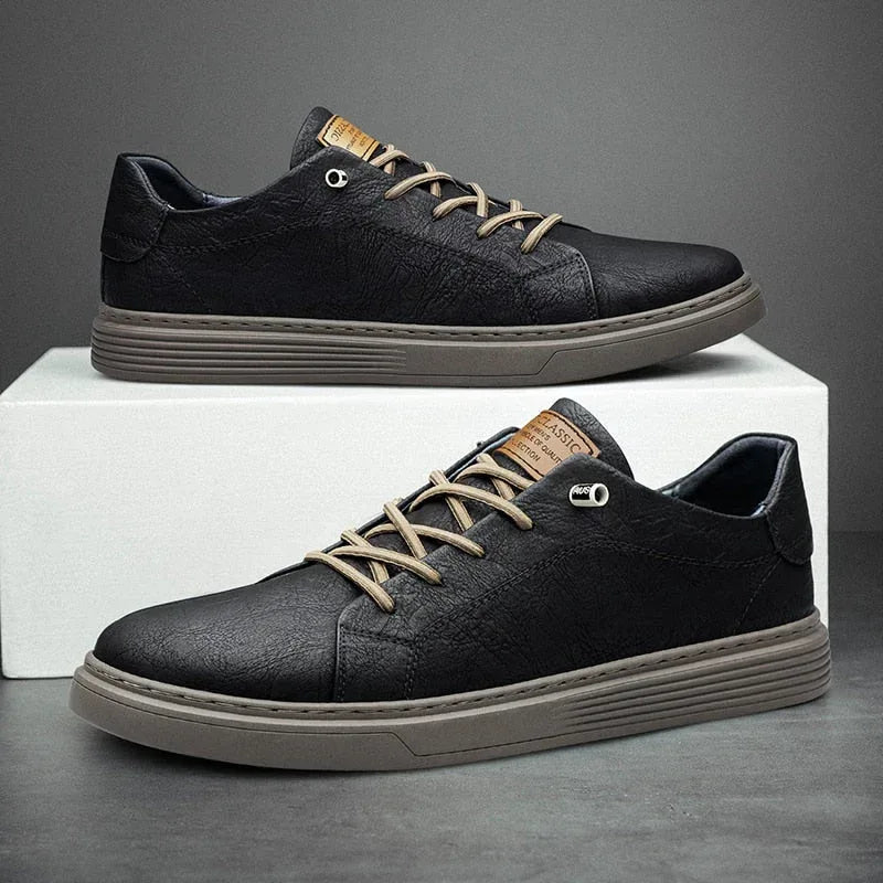 Mens Lace Up Oxford Leather Shoes Black / 8.5