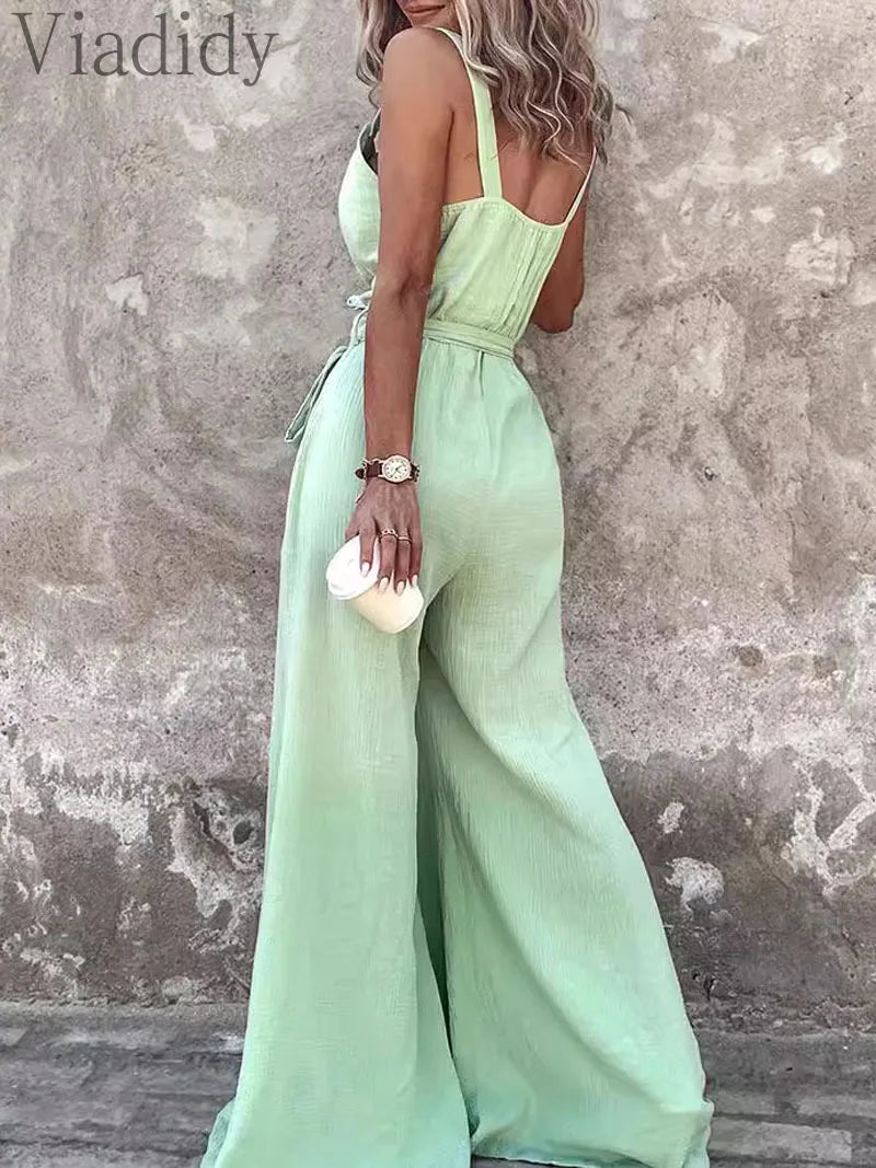 Wide Leg Jumpsuits with Belt