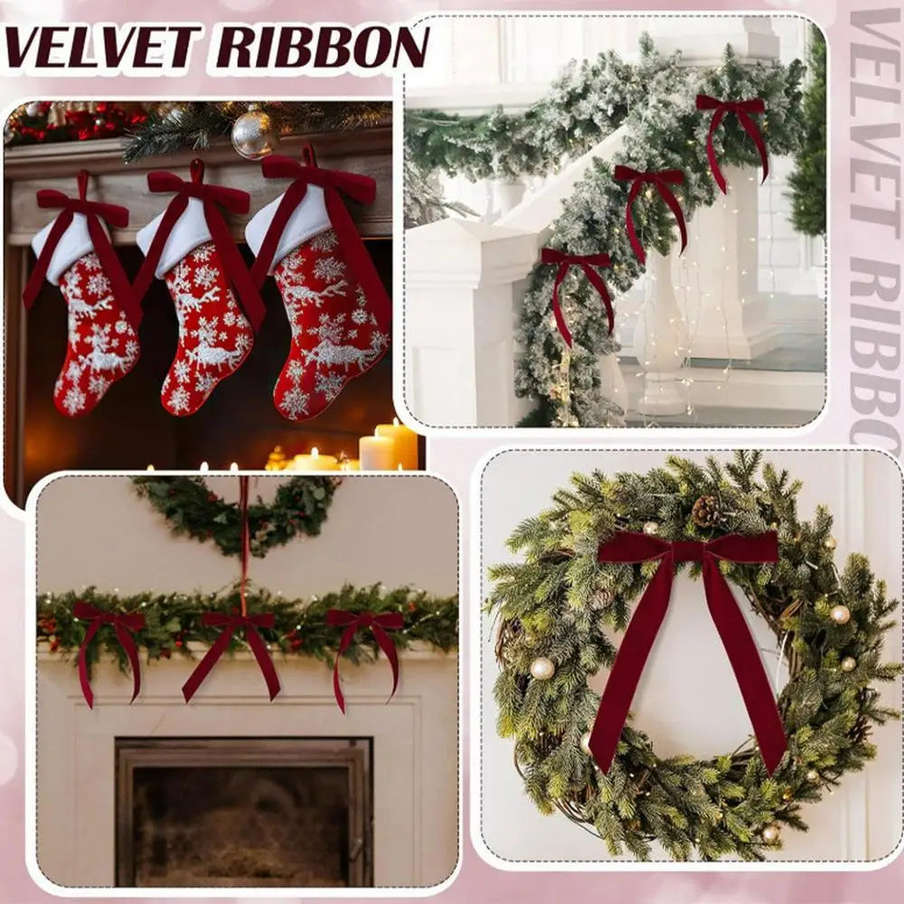 12pcs Velvet Christmas Bows for Wreath & Tree Decor Red / 12pcs / United States