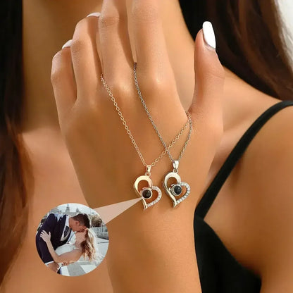 Personalized Custom Photo Projection heart Necklace Pendant Minx