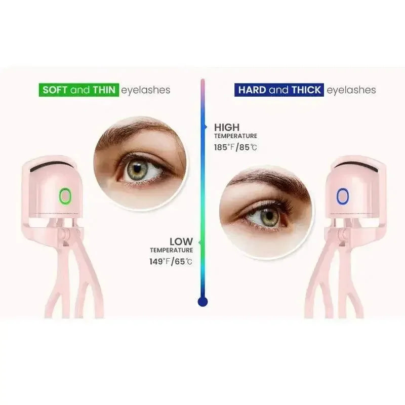 Shopminx 1PC Portable Electric Eyelash Curler Mini Rechargeable Heated Eyelash Curler Pink