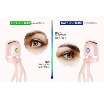 Shopminx 1PC Portable Electric Eyelash Curler Mini Rechargeable Heated Eyelash Curler Pink