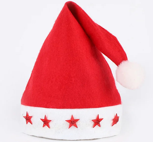 Funny Light-Up Christmas Santa Hat – Red Nonwoven Holiday Hat for Adults & Kids