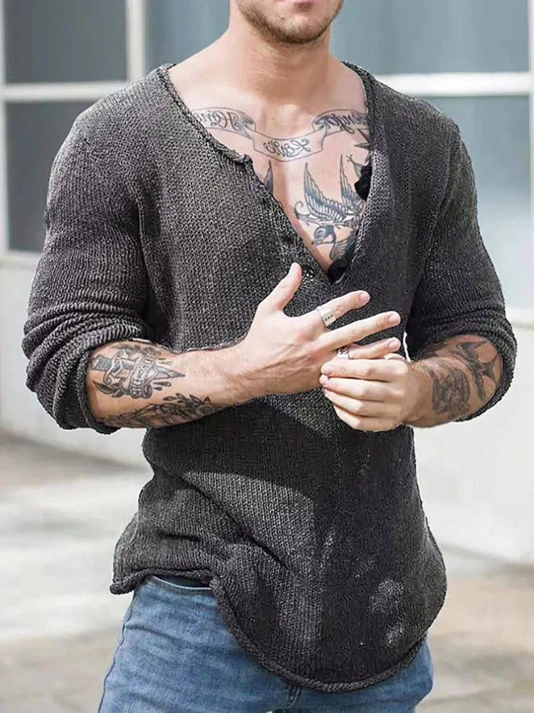 Men V Neck Streetwear Casual Loose