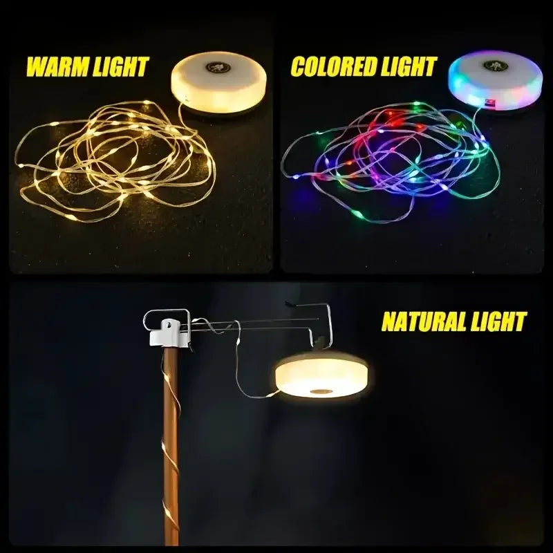 4-in-1 LED Camping Reel Light Warm and RGB / United States
