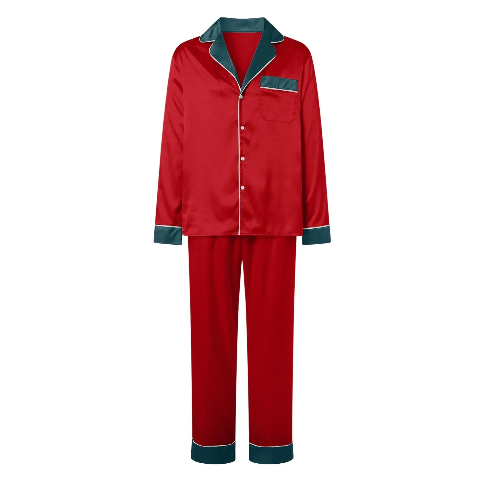 Silk Satin Christmas Family Pajamas Matching Sets Mother-Dark Green / S / United States