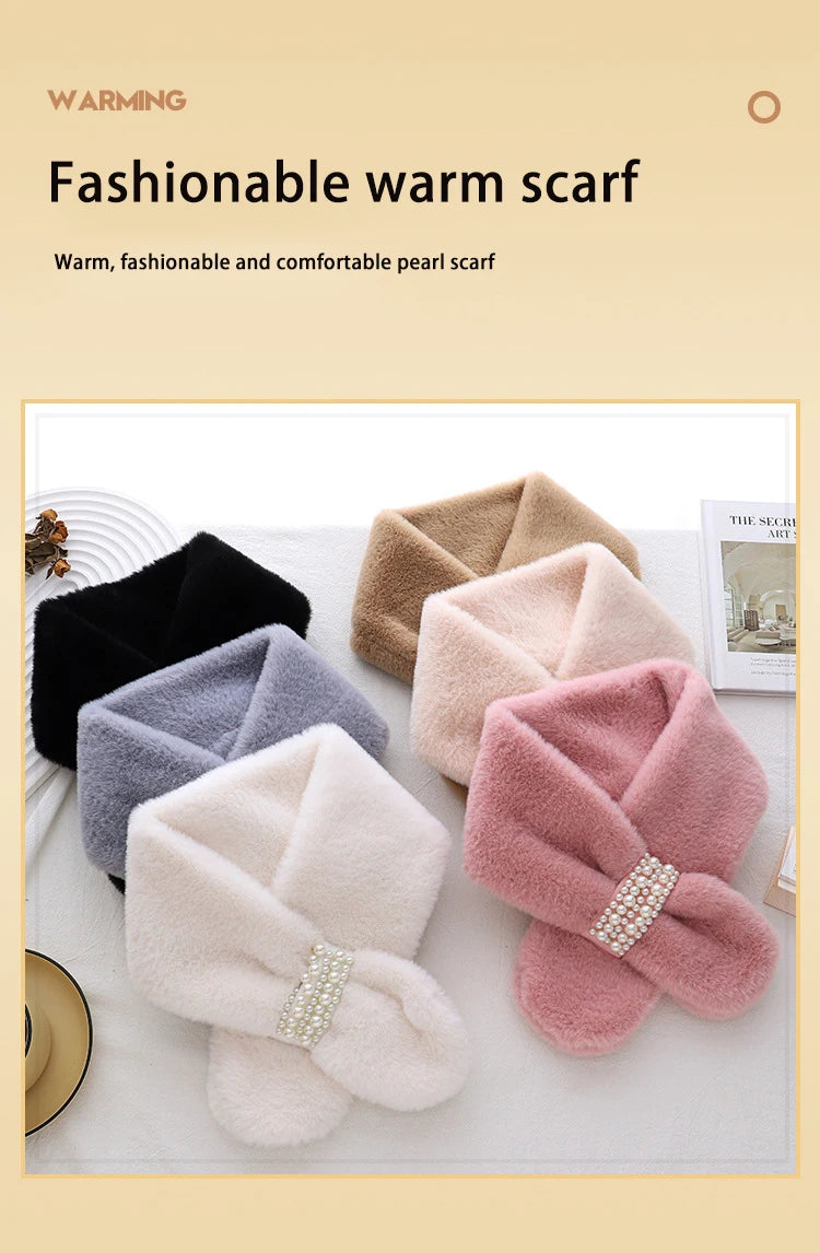 Winter Pearl Plush Scarf For Women