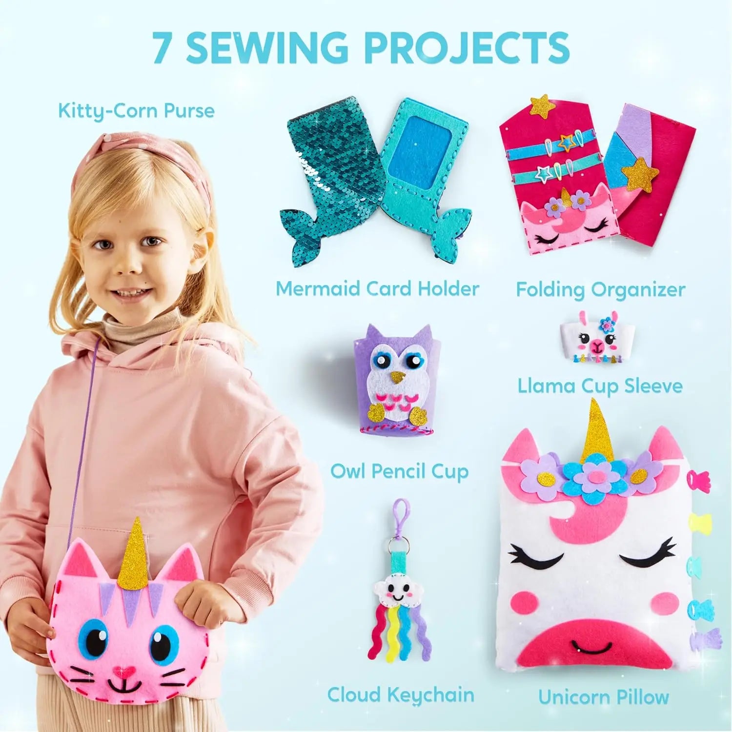 JOYFY My First Kids Sewing Kit – 7 Fun & Easy DIY Projects for Beginners