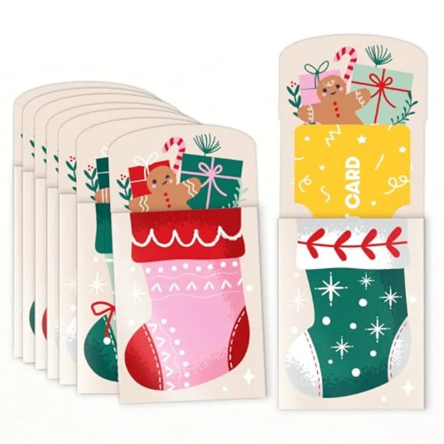 Big Dot of Happiness Christmas Stockings – Gift Card & Money Holders with Envelopes