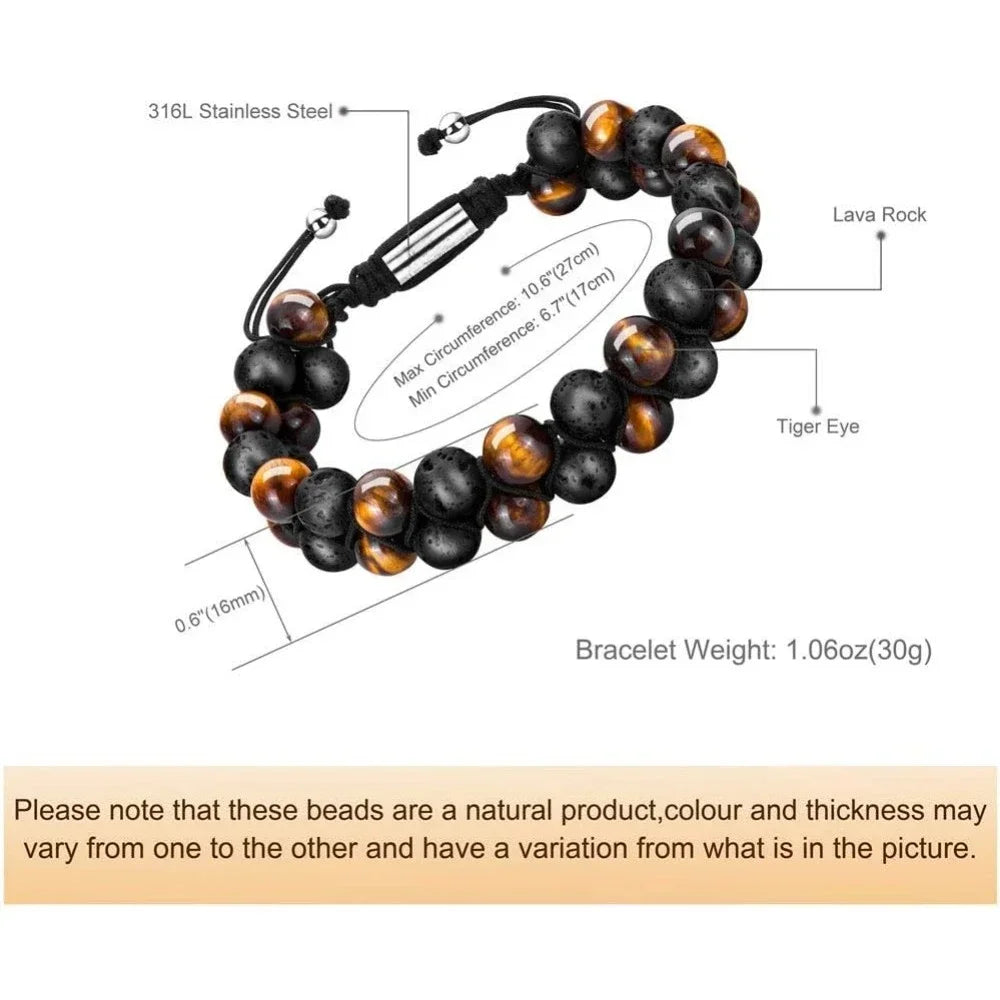Double Layer Bead Chakra Bracelet Natural Stone Healing Jewelry for Men & Women