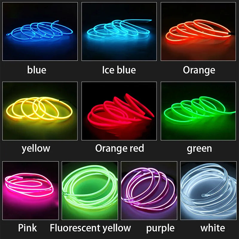 Neon LED Light Glow EL Wire String Strip Rope