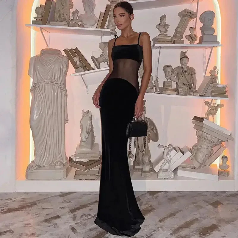 Sleeveless Long Dress Black / L