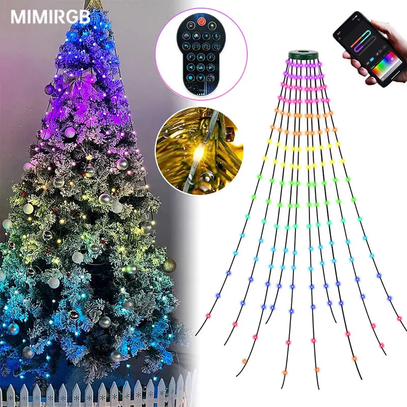 Smart LED Christmas Tree Lights – App Controlled Multicolor 1.8M 256Light / US plug / United States