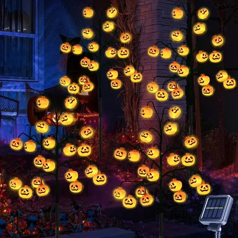 4-Pack Solar Pumpkin Stake Lights with 80 LEDs