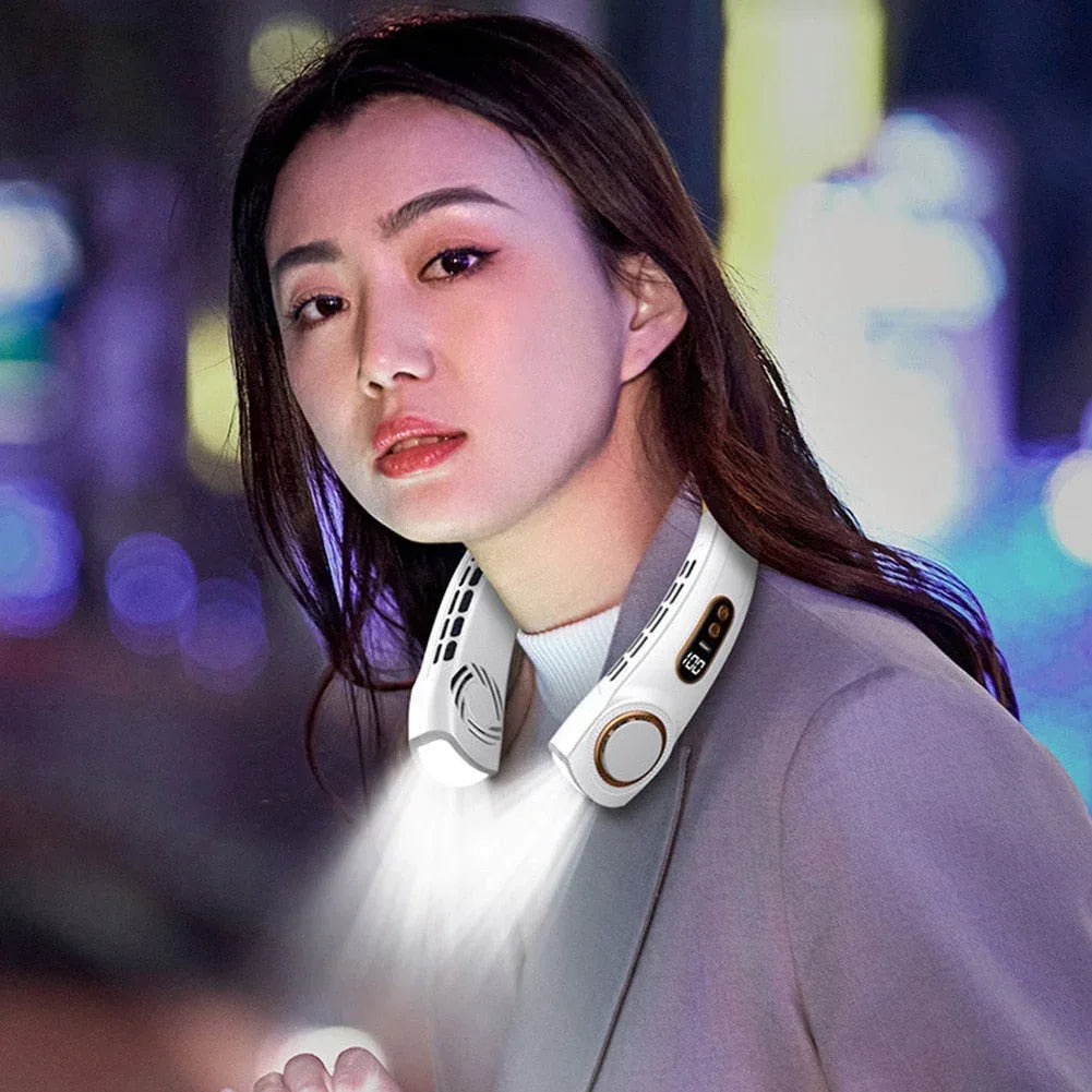 Innovative LED equipped Wearable Fan Blue