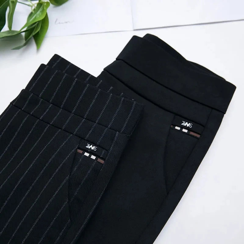 Elastic Waist Casual Straight Pants