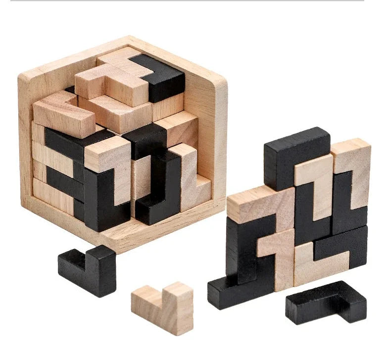 Cube Puzzle Luban Interlocking Creative Educational Wooden Toy