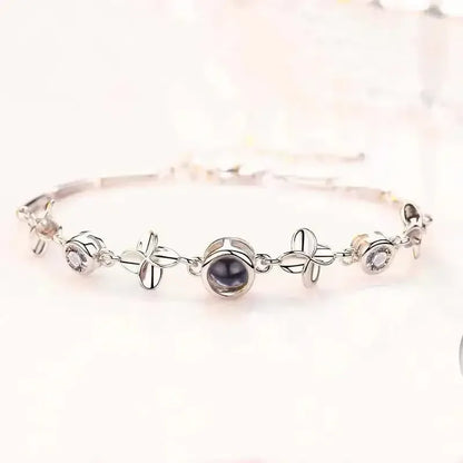 S925 Leaf Projection Photo Bracelet – Custom Image Jewelry Silver leaf / 16cm / Copper material