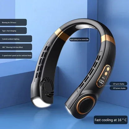 Innovative LED equipped Wearable Fan Black
