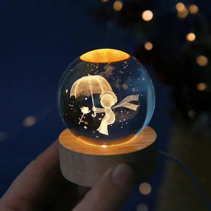 3D Laser Engraved Crystal Ball with base / Heart