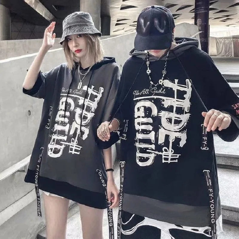 Stylish Letter Graffiti Men's Hoodies Techwear Streetwear