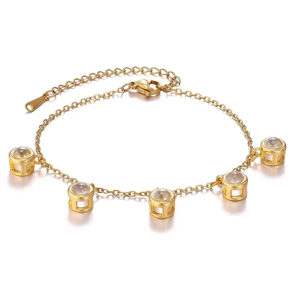 Custom Multi-Photo Projection Bracelet Personalized Gift for Women 6 Photo / Rose Beads / 16CM