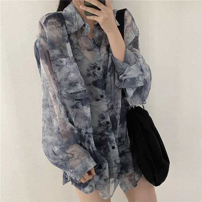 Shirts Women Fashion Tie Dye Harajuku Gothic Top