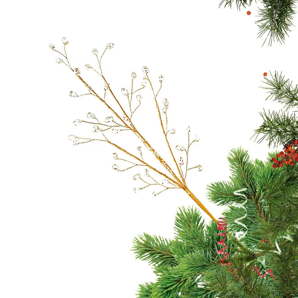 Golden Glitter Christmas Stems – Tree & Wreath Décor B / United States